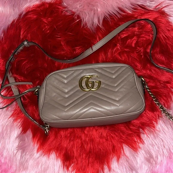 Gucci GG marmont matelasse nude dusty pink crossbody shoulder bag - Picture 3 of 17